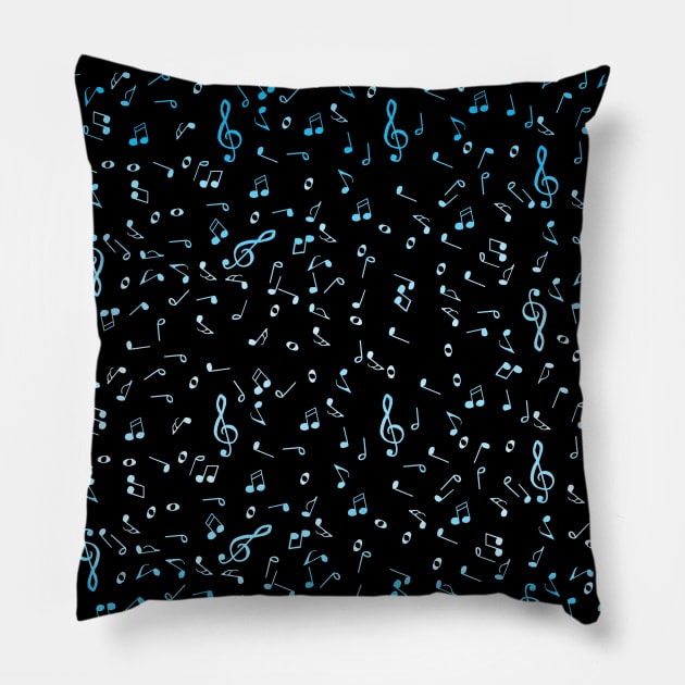 Pastel Blue Gradient Music Notes Pillow by Art by Deborah Camp