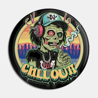 Hip Hop Zombie Chill Out Artwork Pin