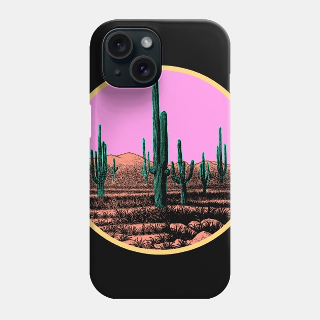 Desert Cactus Sunset Phone Case by encycloart