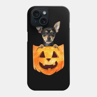 German Pinscher Dog In Pumpkin Pocket Halloween Phone Case