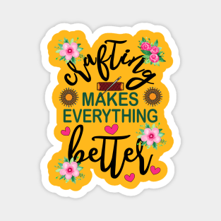 Crafting Makes Everything Better Sewing Floral Magnet