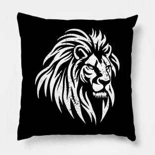 Minimalist Lion Head - distressed Pillow