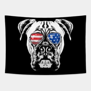 Boxer Dog American Flag Vintage Retro Tapestry