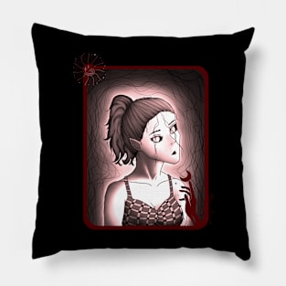 Young Woman Trapped in Her Thoughts Pillow