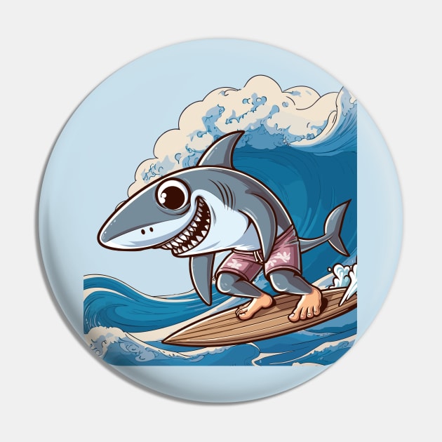 shark surfer Pin by TimeWarpWildlife