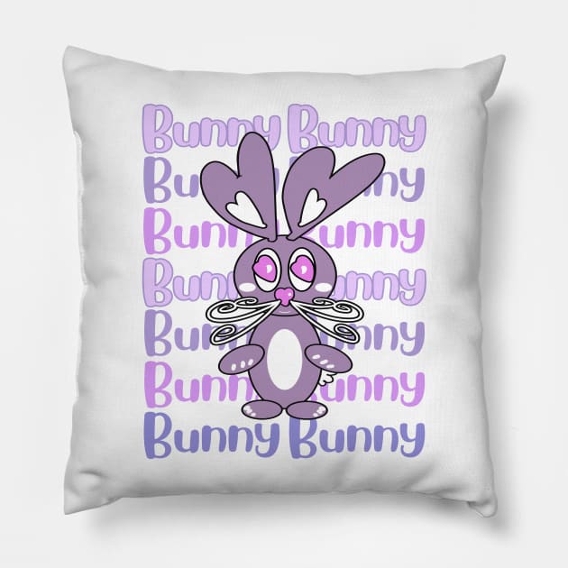 Pink Love Bunny Pillow by AuburnQuailart
