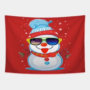 cute snowman in sunglasses Tapestry