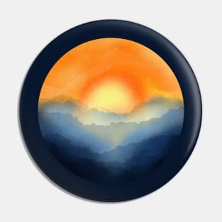 Vibrant Sun Rising Over The Mountains Abstract Digital WaterColor Art Pin