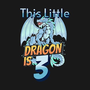 Turning 3 Years Old Birthday Kids Boy Dragon 3rd Bday Girl T-Shirt