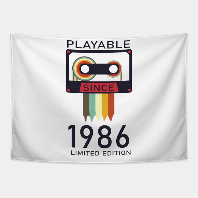 playable since 1986 limited edition vintage Tapestry by paraface