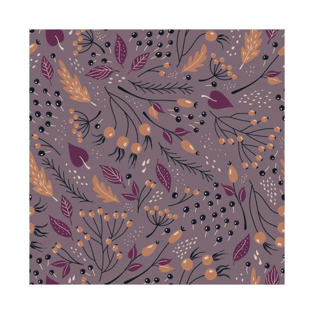 Retro pattern with autumn plants by DanielK