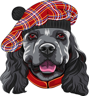 Funny smiling dog American Cocker Spaniel in red Scottish Tam Magnet