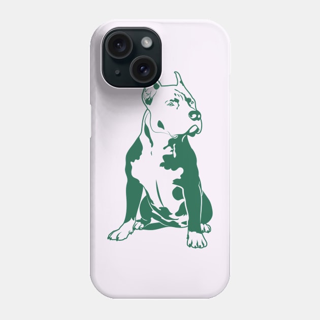 Green Pitbull Lover Design Phone Case by ArtByGrammy