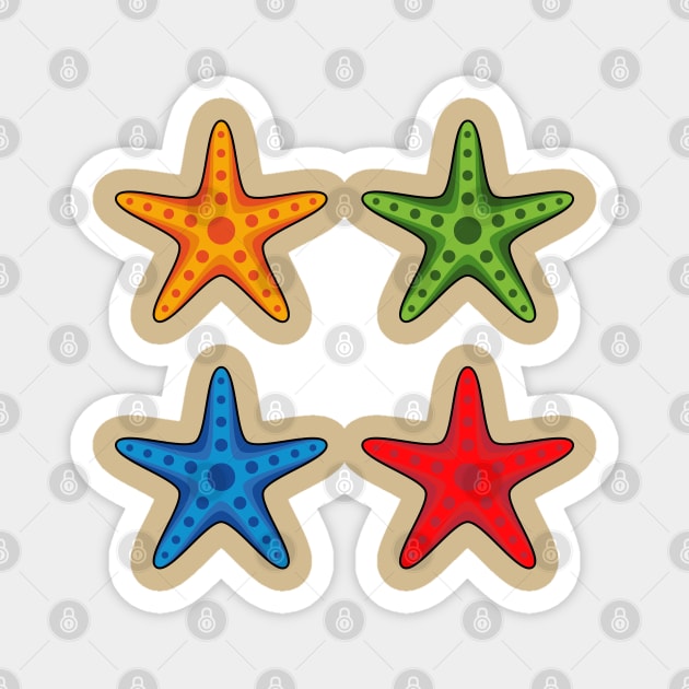 Cute Colorful Cartoon Starfish Set Magnet by BirdAtWork