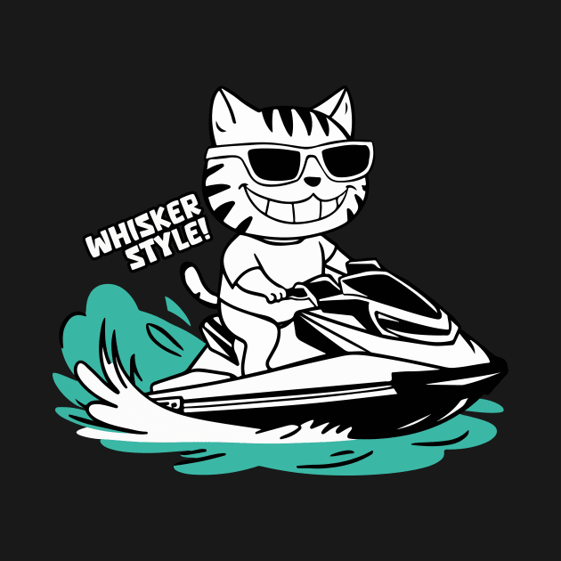 Cute Cat Jet Skiing Summer Funny Gift by GrafiqueDynasty