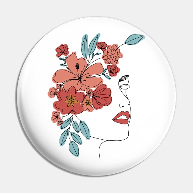 Boho inspired Line Art Lady 3 Pin by Idanitee