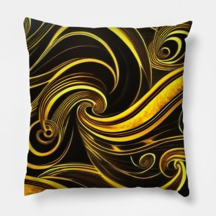 Abstract Black and Gold Swirls Pillow