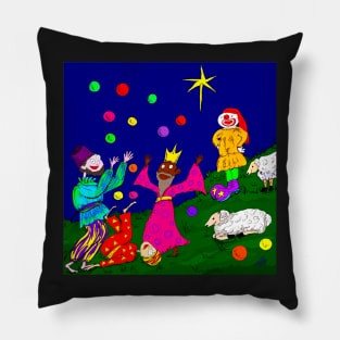 Juggling Wise Men And Clown Shepherds Pillow