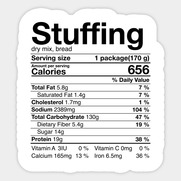 Stuffing Nutritional Facts Thanksgiving Gifts Turkey Day