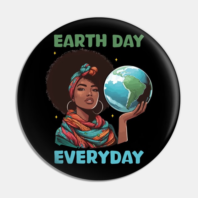 Earth Day Everyday Afro Hair Women Earth Day 2024 Funny Pin by JUST PINK