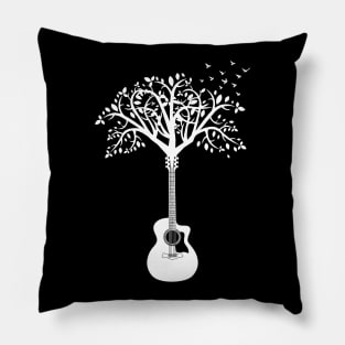 Acoustic Guitar Tree Dark Theme Pillow