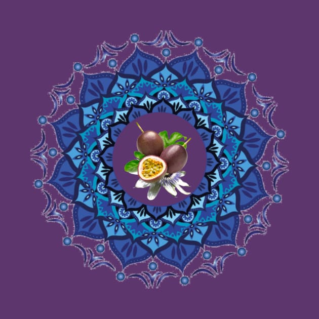 Passion fruit in blue mandala by 100meaninglove100