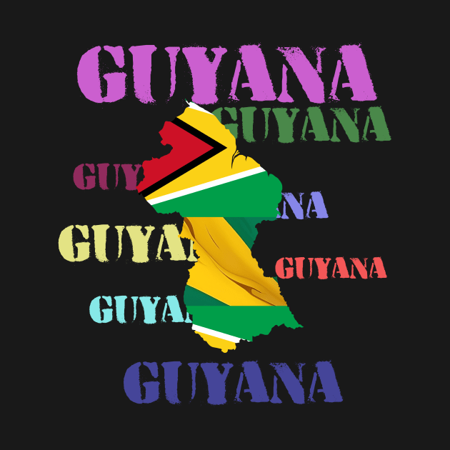 Guyana map multi color text Design! by YeaLove