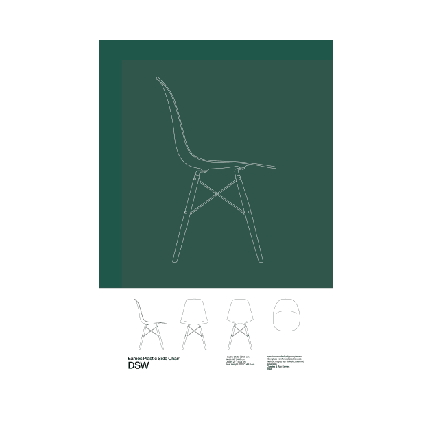 Eames DSW Chair Poster Mid Century Design - Minimal Design - Charles and Ray Eames by sub88