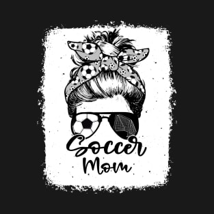 Soccer Mom Vintage Leopard Messy Bun Bleached T-Shirt