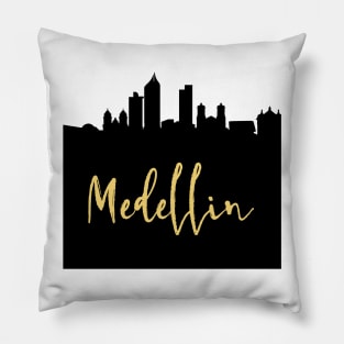 MEDELLIN COLOMBIA DESIGNER SILHOUETTE SKYLINE ART Pillow