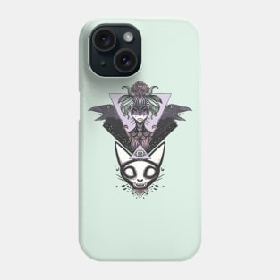 Witch, Cat Skull, Crows, And All Seeing Eye Of Providence Art Phone Case