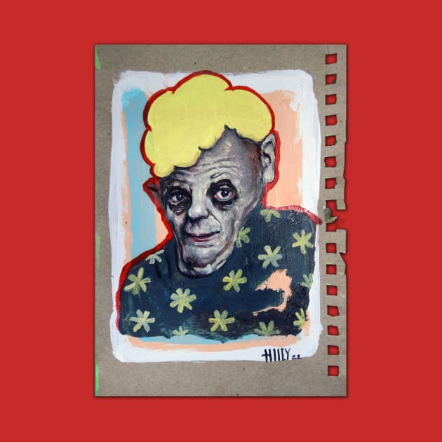 Uncle Looking for Friend | The Shy Man | Bad Hero Portrait Lowbrow Pop Surreal Art | Cartoon Star | Mini Masterpieces | Original Oil Painting By Tyler Tilley by Tiger Picasso