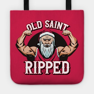 Old Saint Ripped // Funny Jacked Santa Claus Tote