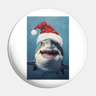 Shark Santa Claus Christmas Pin