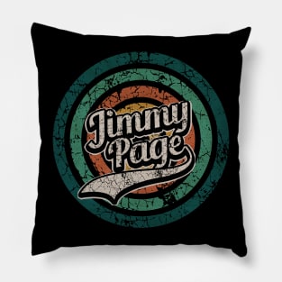 Jimmy Page // Retro Circle Crack Vintage Pillow