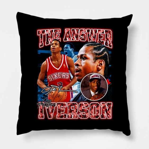 Allen Iverson The Answer Basketball Signature Vintage Retro 80s 90s Bootleg Rap Style Pillow by CarDE