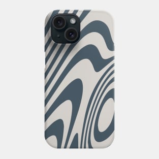 Blue Grey Zebra Grooves Abstract Pattern Art Phone Case