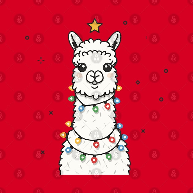 Llama with Christmas Lights T-Shirt by The Tee Bizarre