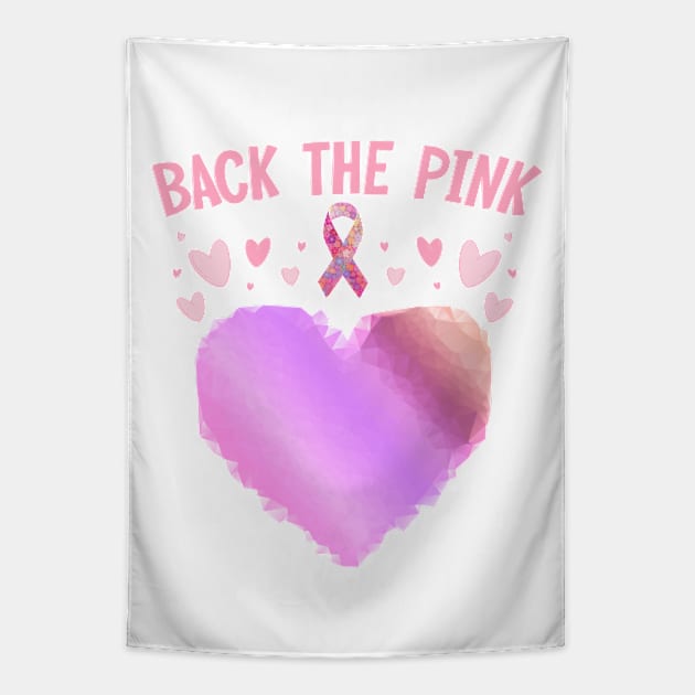 Back The Pink, Cancer Ribbon, Cancer Support Tapestry by CoolandCreative