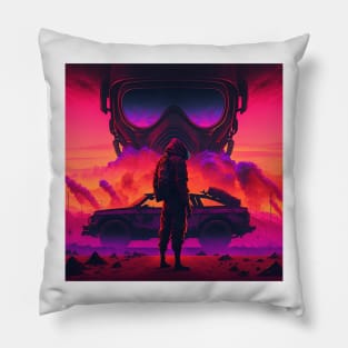 Synthwave apocalypse Pillow