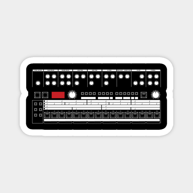 909 Drum Machine (White Lines) Magnet by Atomic Malibu