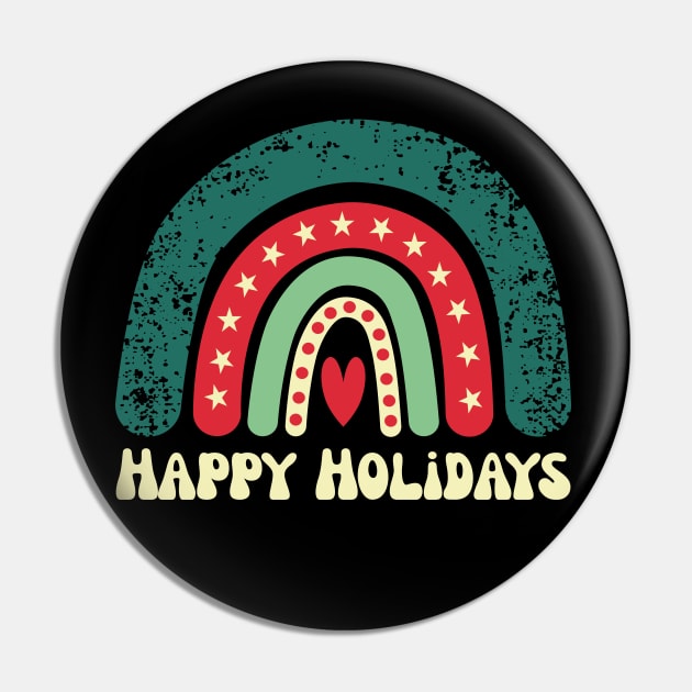 Happy Holidays Christmas Rainbow Pin by Nice Surprise