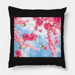 Cherry Blossoms and HoneyBees Pillow