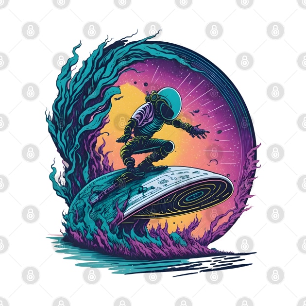 Alien Surfing on A Vinyl Record by MonkeyStuff