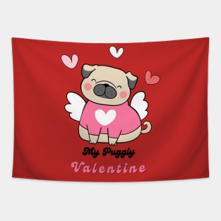 Funny Pug Valentine Tapestry