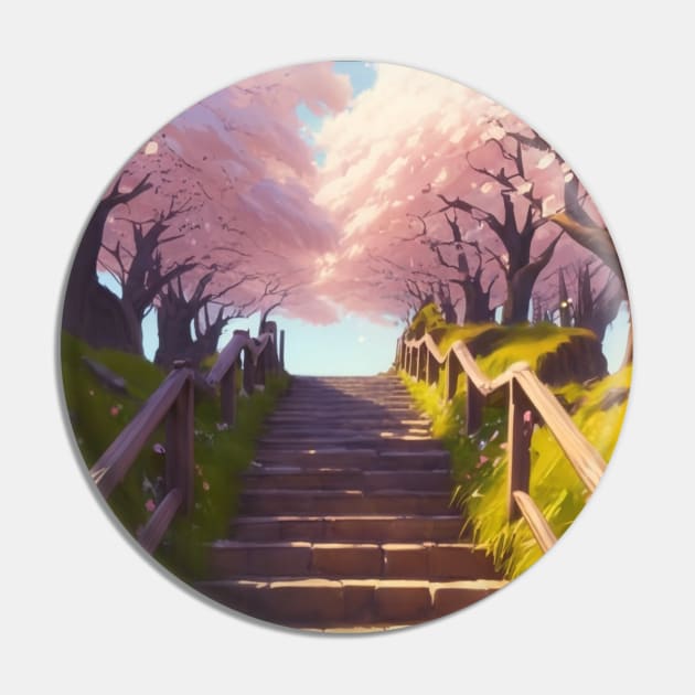Serene - Cherry Blossom Stair Pin by AnimeVision