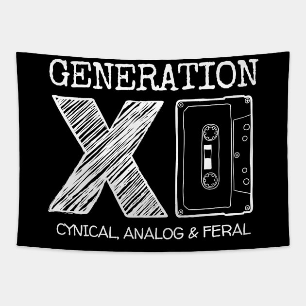 Generation X - Cynical, Analog & Feral Tapestry by Kenny The Bartender's Tee Emporium