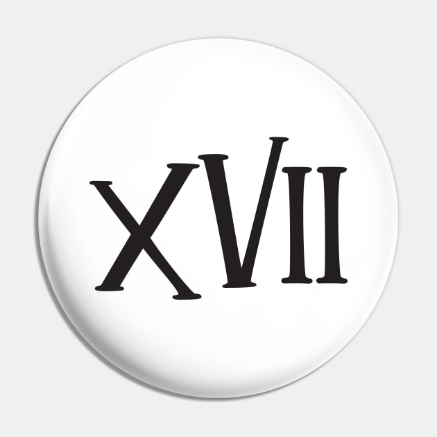 XVII Black Roman Numerals Pin by VicEllisArt