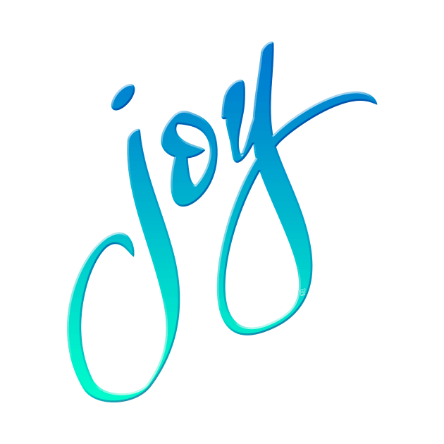 JOY Hand Lettered T-Shirt in Blue & Teal/Aqua by dlinca