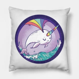 Narwhal Rainbow Unicorn Whale Cute Purple Blue Yellow Red Sticker Shirt Pillow